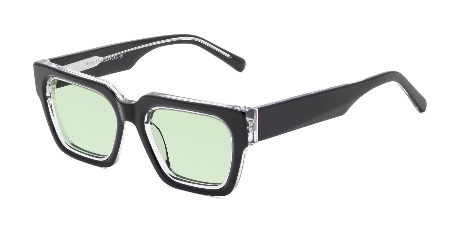 Angle of Hardy in Black-Clear with Light Green Tinted Lenses
