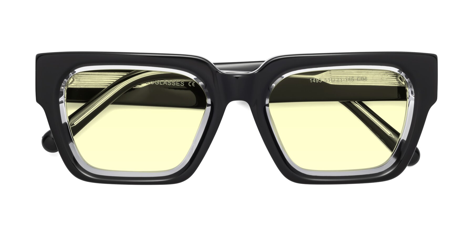 Folded Front of Hardy in Black-Clear with Light Yellow Tinted Lenses