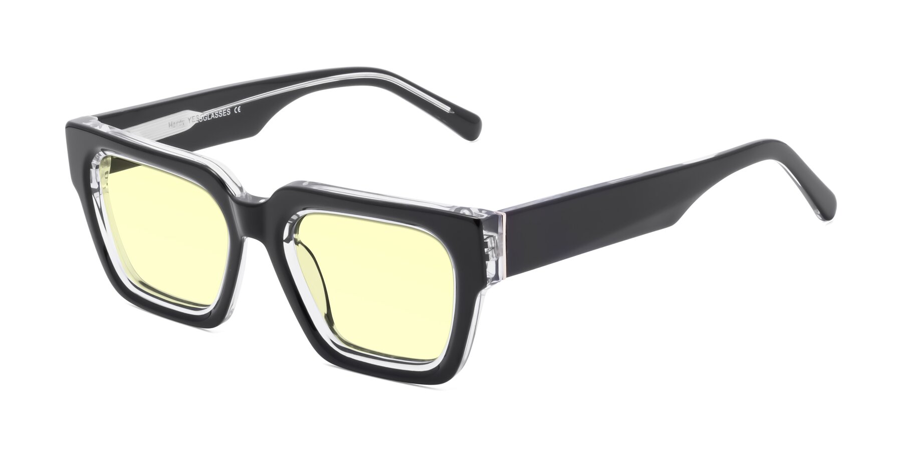 Angle of Hardy in Black-Clear with Light Yellow Tinted Lenses