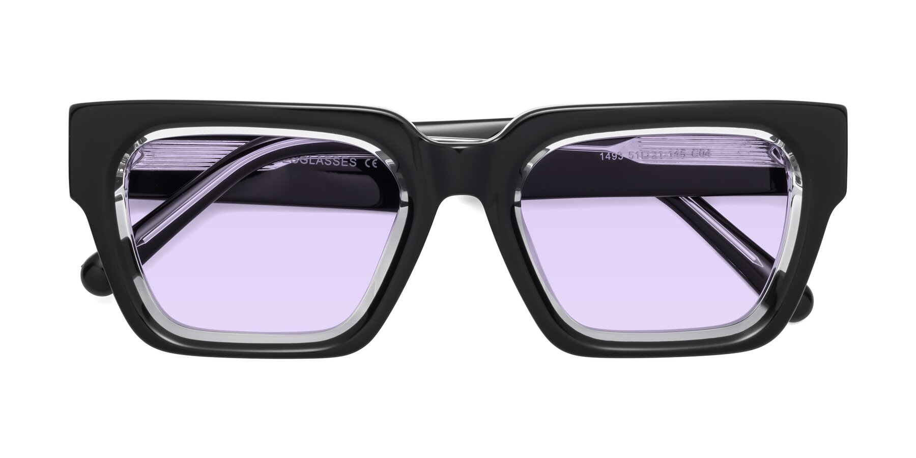 Folded Front of Hardy in Black-Clear with Light Purple Tinted Lenses