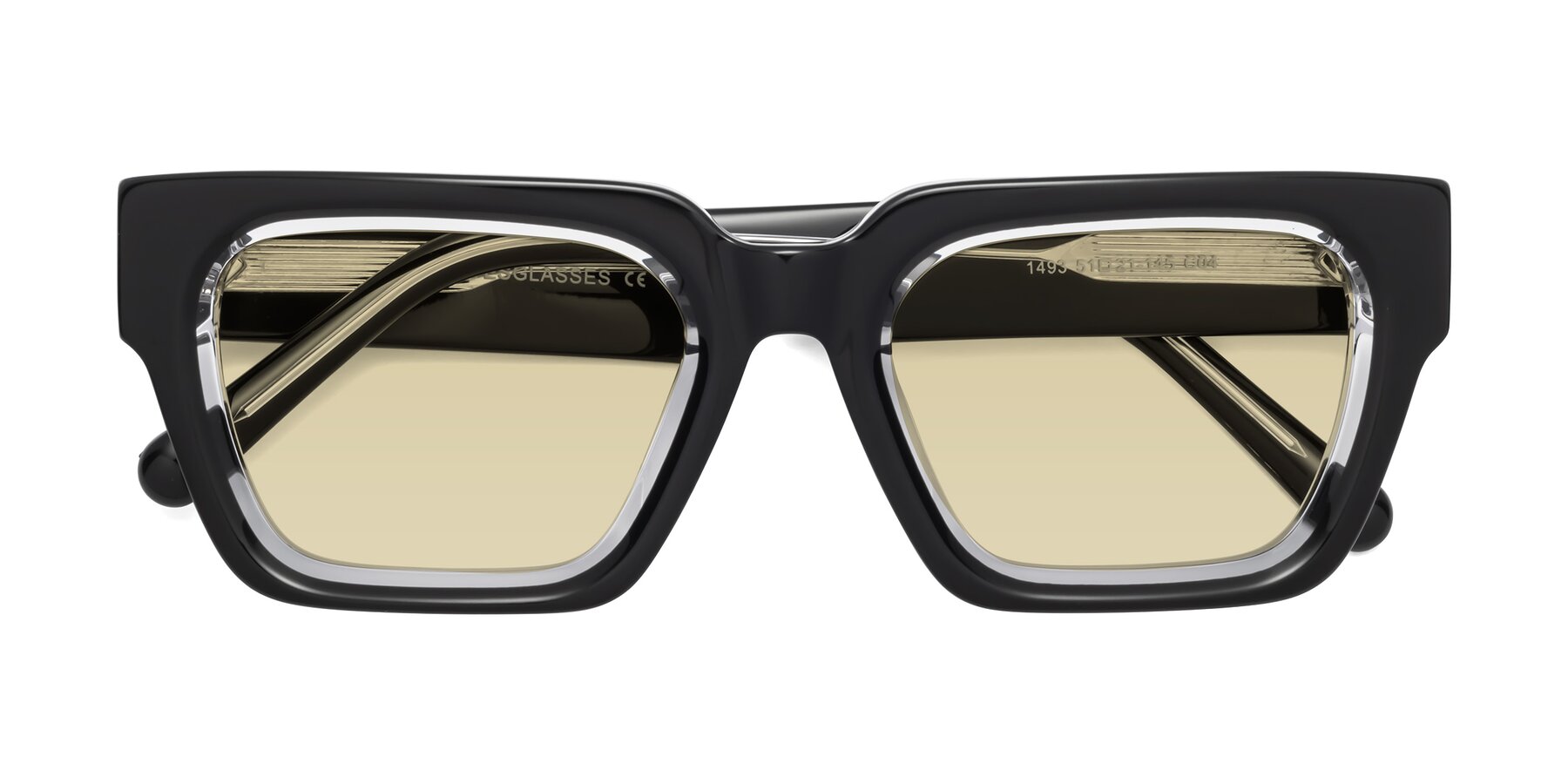 Folded Front of Hardy in Black-Clear with Light Champagne Tinted Lenses