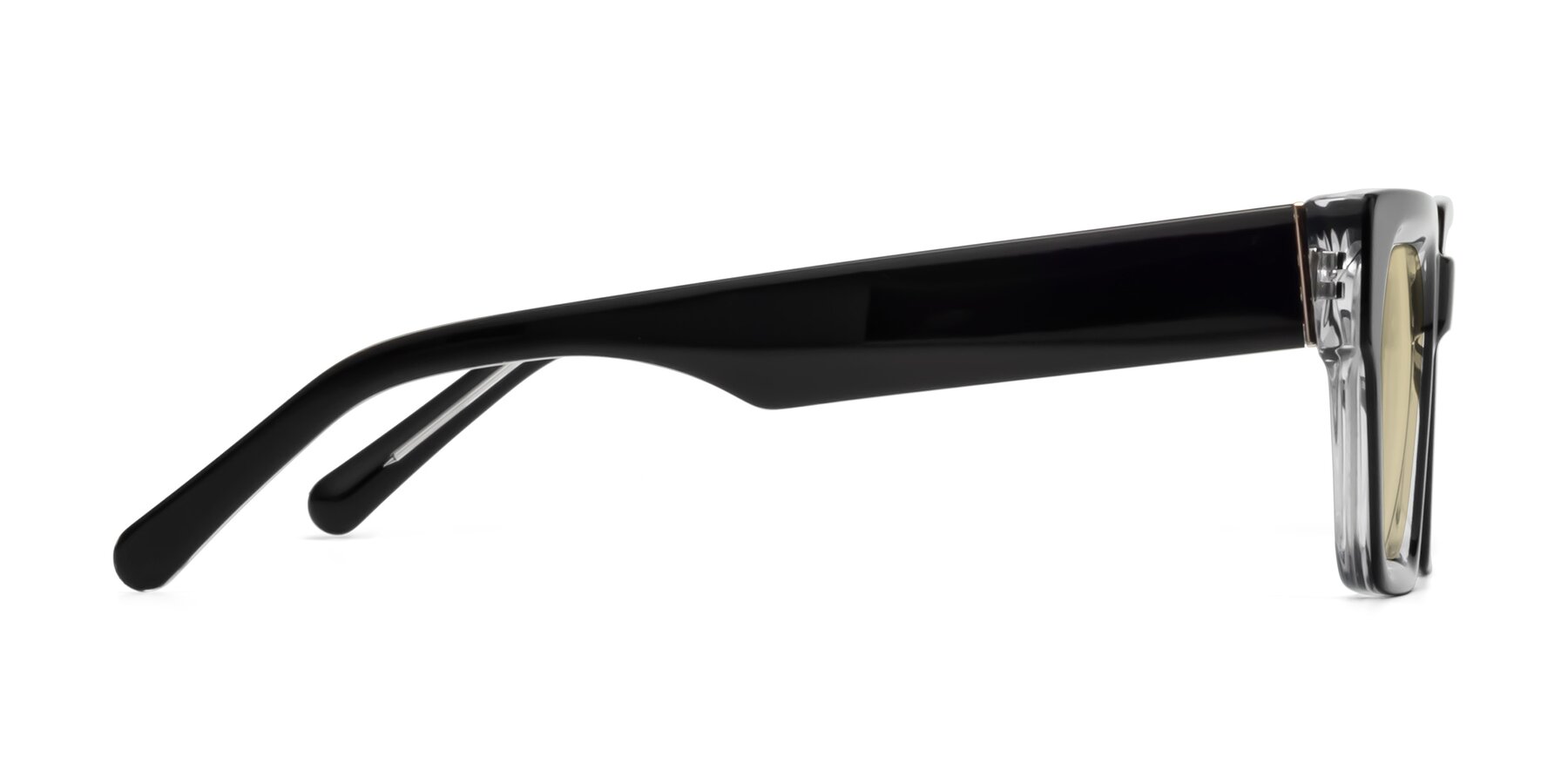 Side of Hardy in Black-Clear with Light Champagne Tinted Lenses
