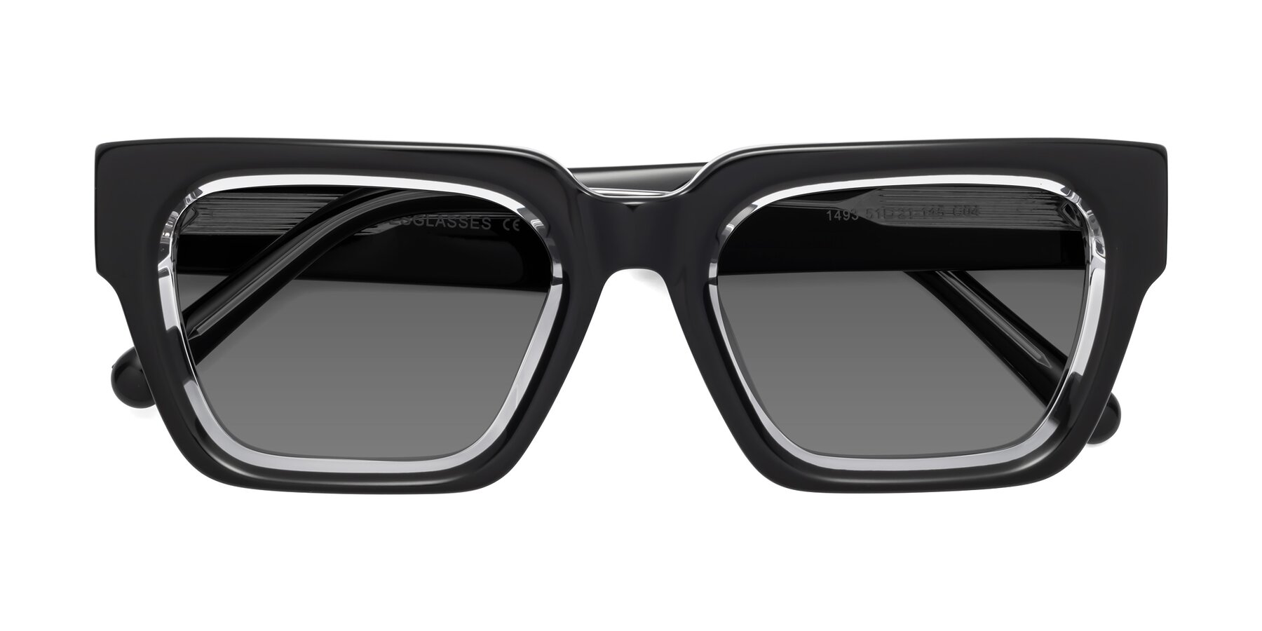 Folded Front of Hardy in Black-Clear with Medium Gray Tinted Lenses