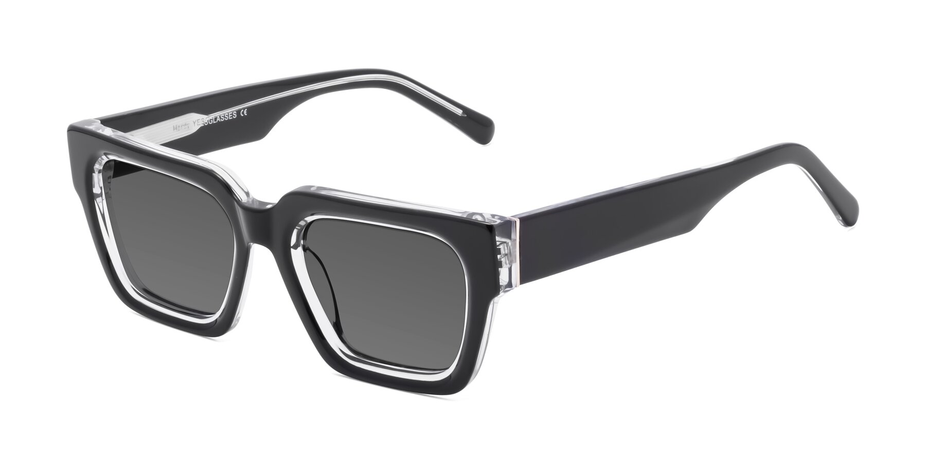 Angle of Hardy in Black-Clear with Medium Gray Tinted Lenses