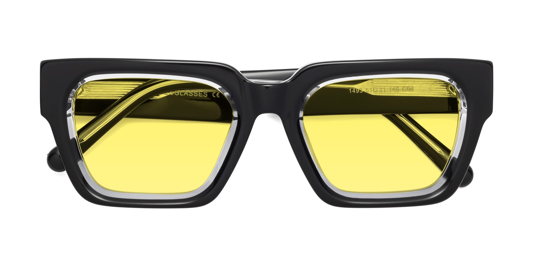 Folded Front of Hardy in Black-Clear with Medium Yellow Tinted Lenses