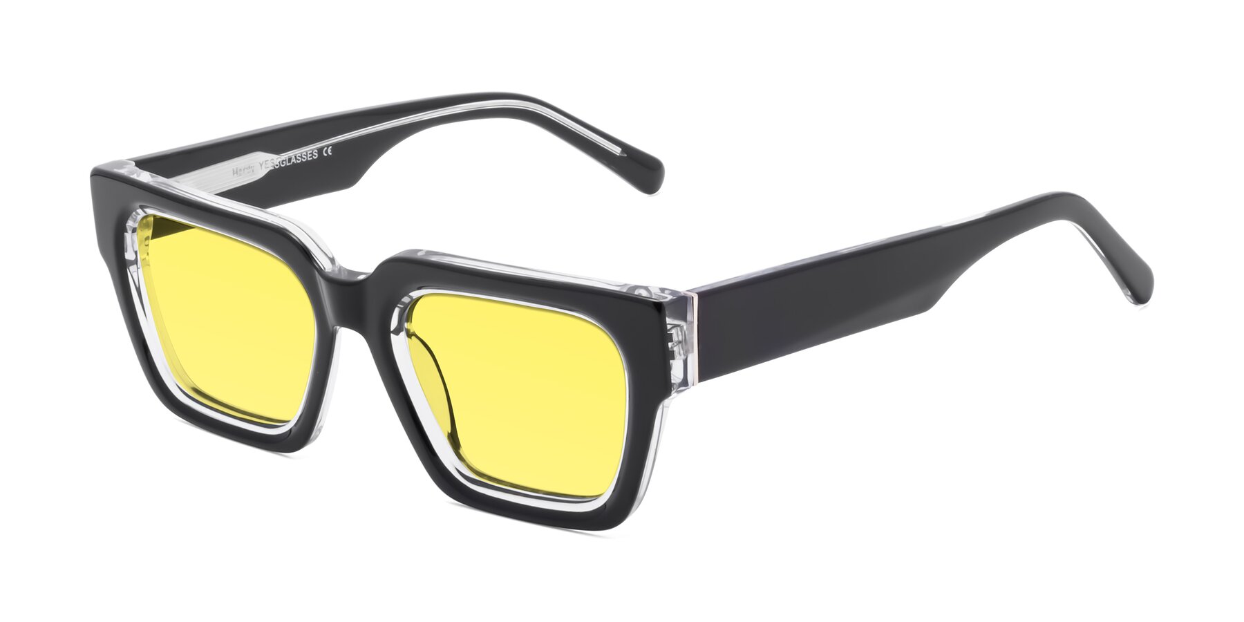 Angle of Hardy in Black-Clear with Medium Yellow Tinted Lenses