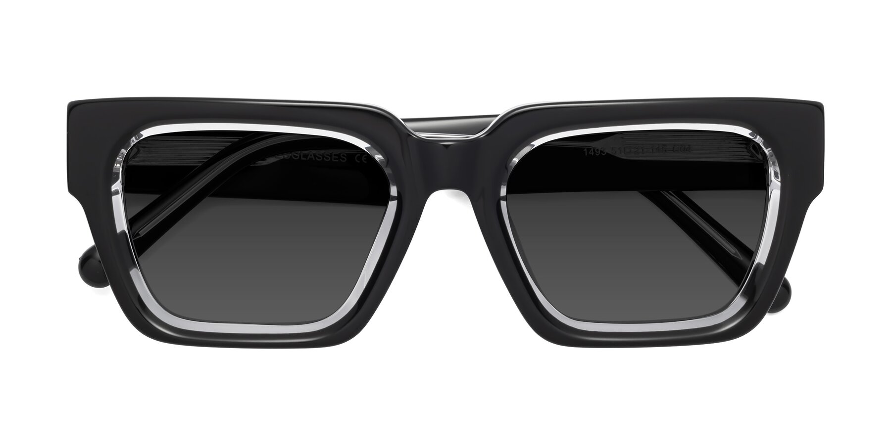 Folded Front of Hardy in Black-Clear with Gray Tinted Lenses