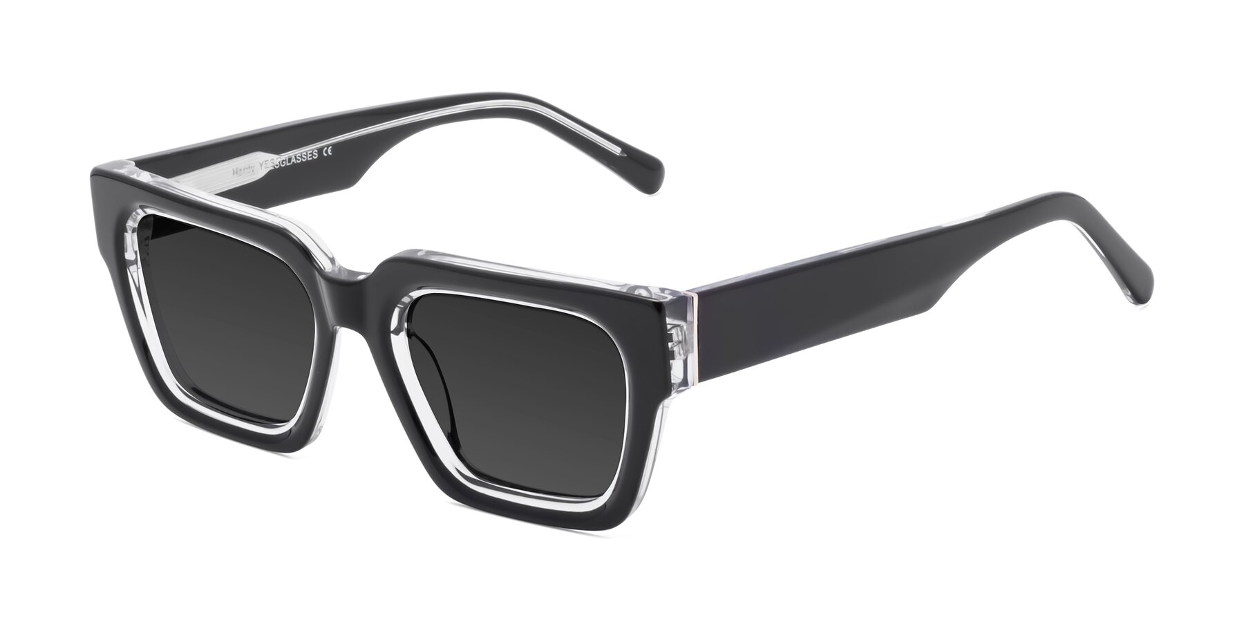 Angle of Hardy in Black-Clear with Gray Tinted Lenses