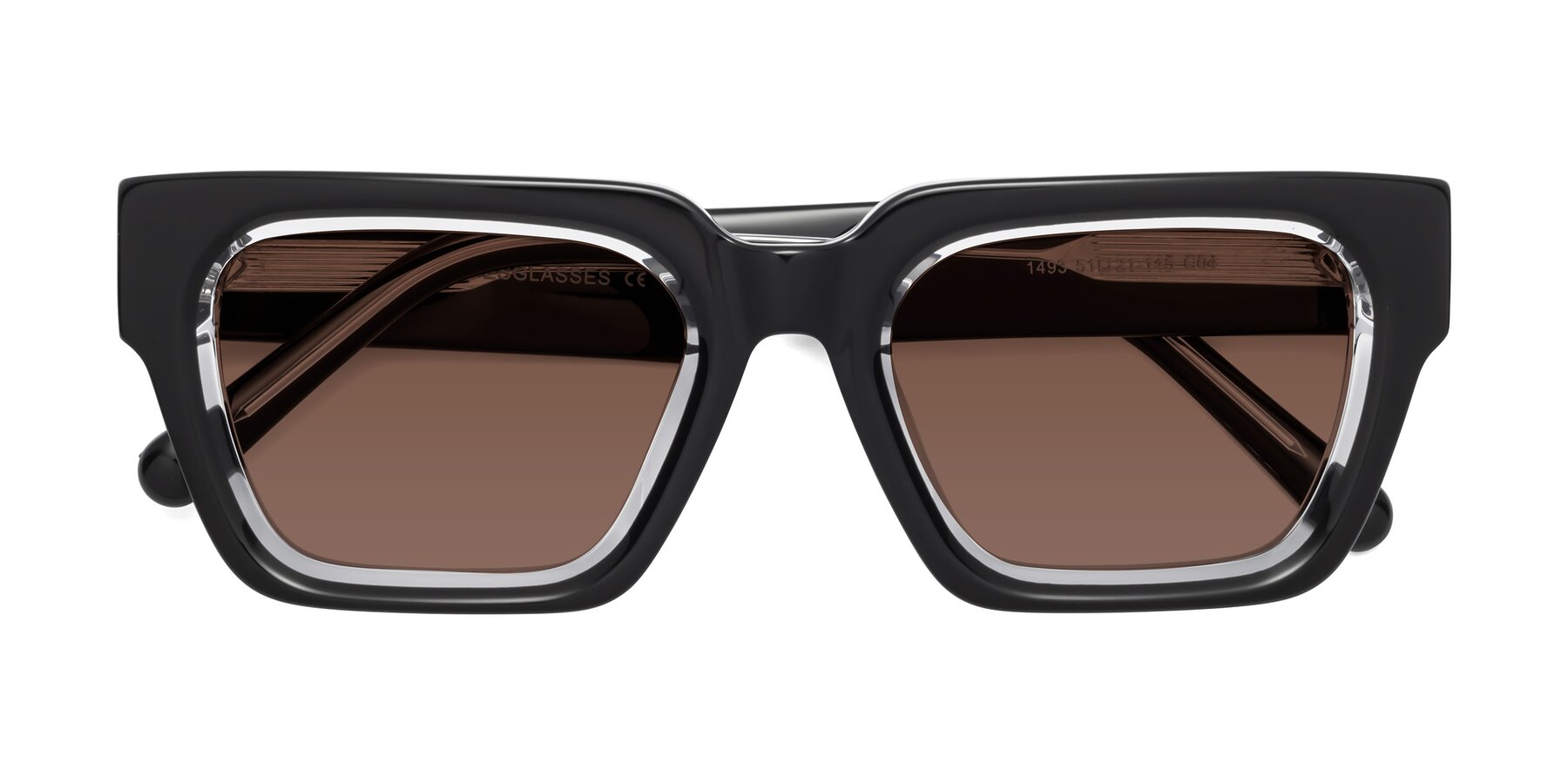 Folded Front of Hardy in Black-Clear with Brown Tinted Lenses