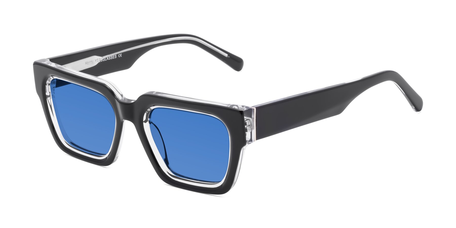 Angle of Hardy in Black-Clear with Blue Tinted Lenses