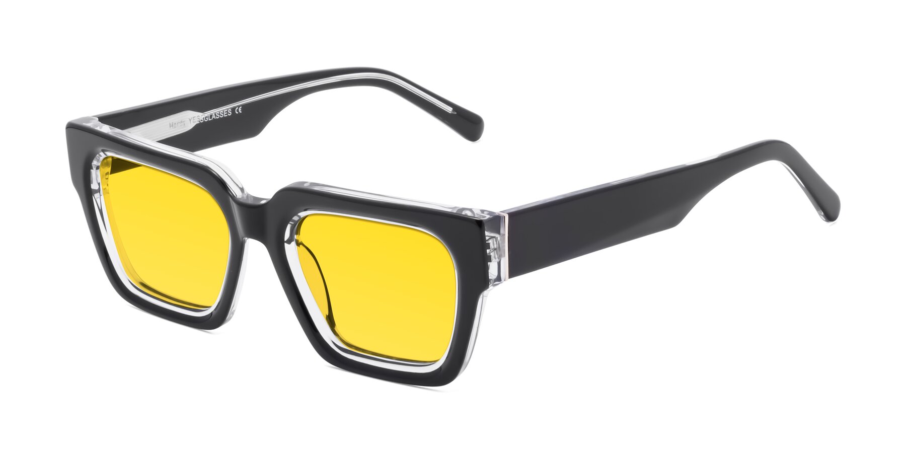 Angle of Hardy in Black-Clear with Yellow Tinted Lenses