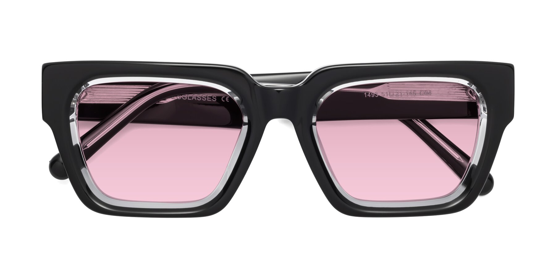 Folded Front of Hardy in Black-Clear with Light Wine Tinted Lenses