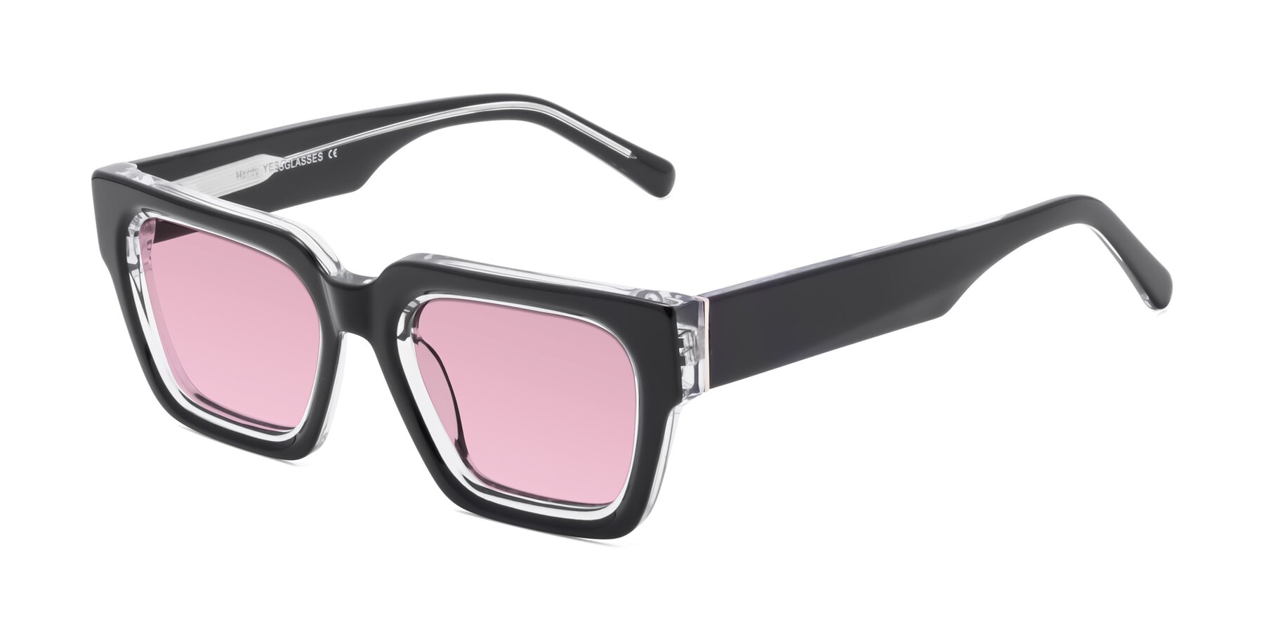 Angle of Hardy in Black-Clear with Light Wine Tinted Lenses