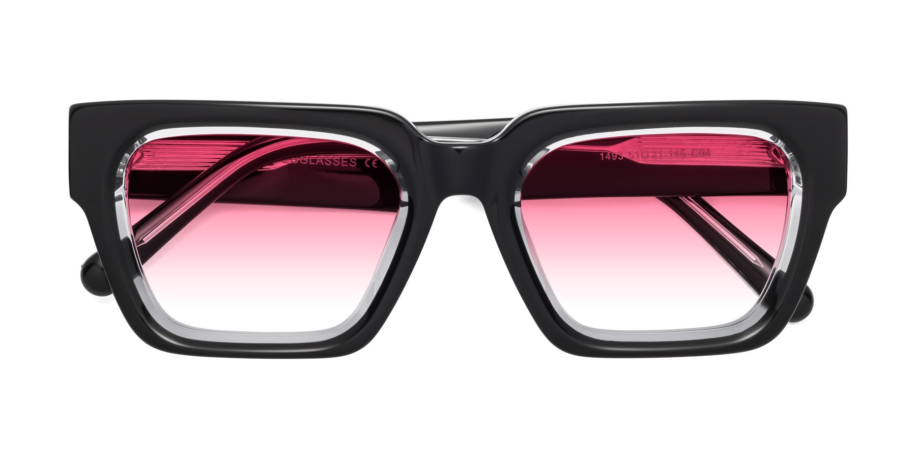 Folded Front of Hardy in Black-Clear with Pink Gradient Lenses