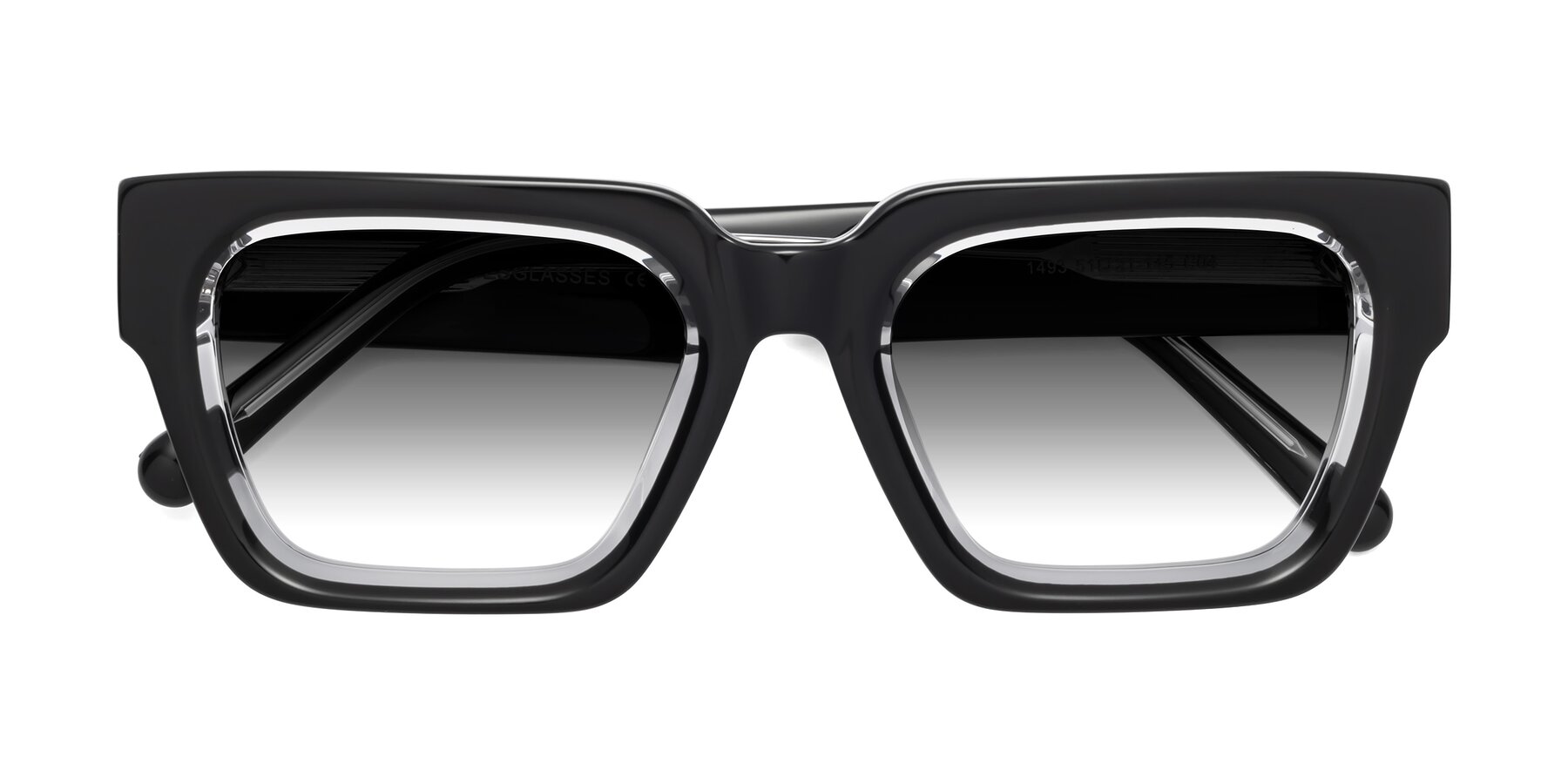Folded Front of Hardy in Black-Clear with Gray Gradient Lenses