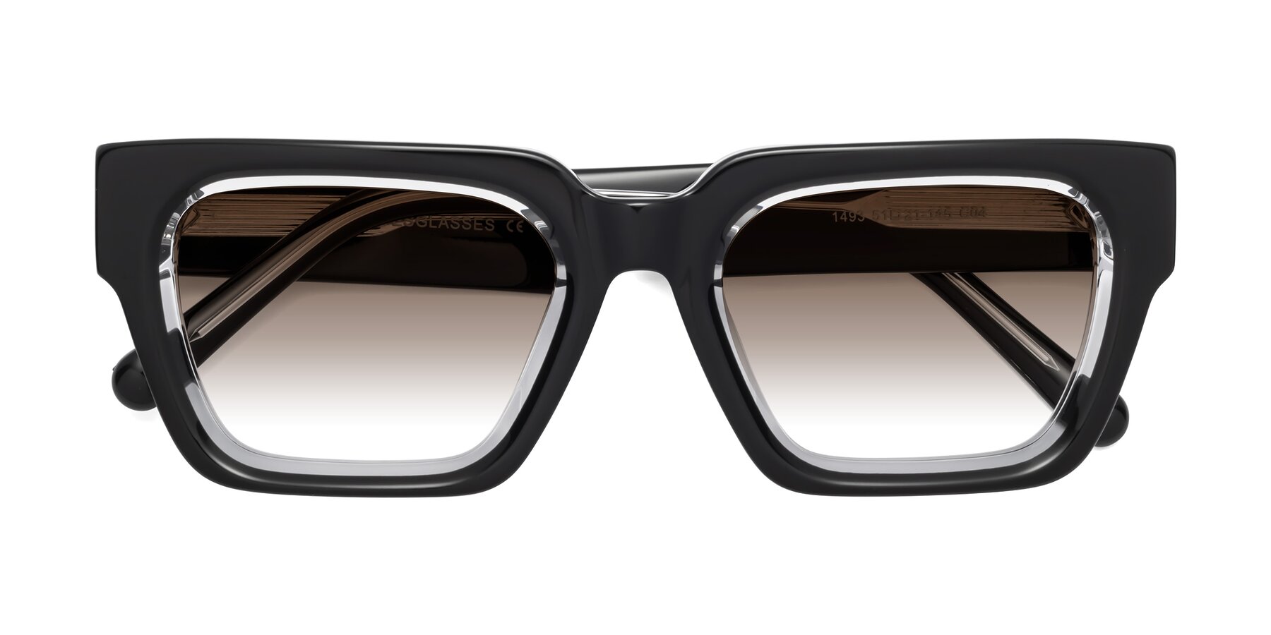 Folded Front of Hardy in Black-Clear with Brown Gradient Lenses
