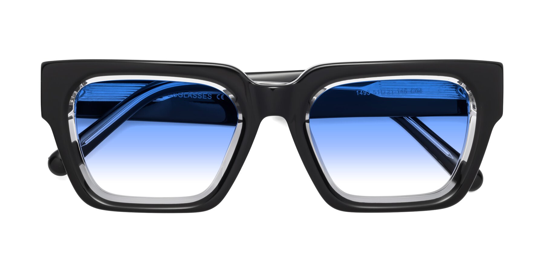 Folded Front of Hardy in Black-Clear with Blue Gradient Lenses