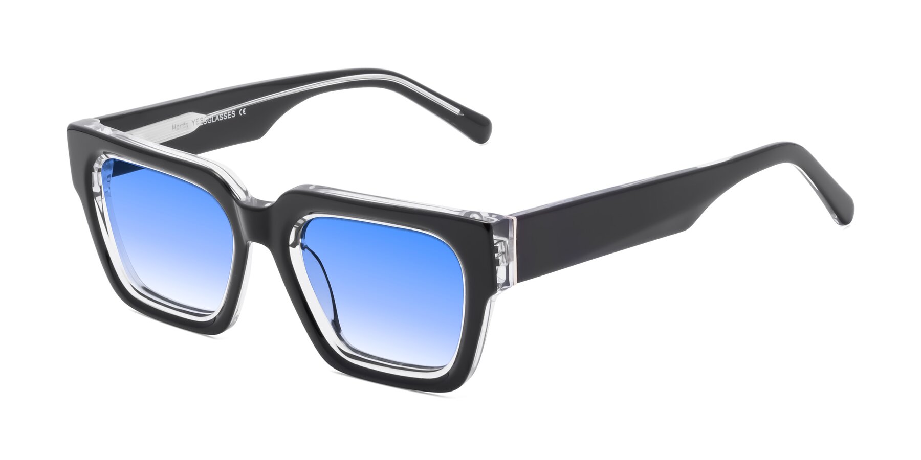 Angle of Hardy in Black-Clear with Blue Gradient Lenses