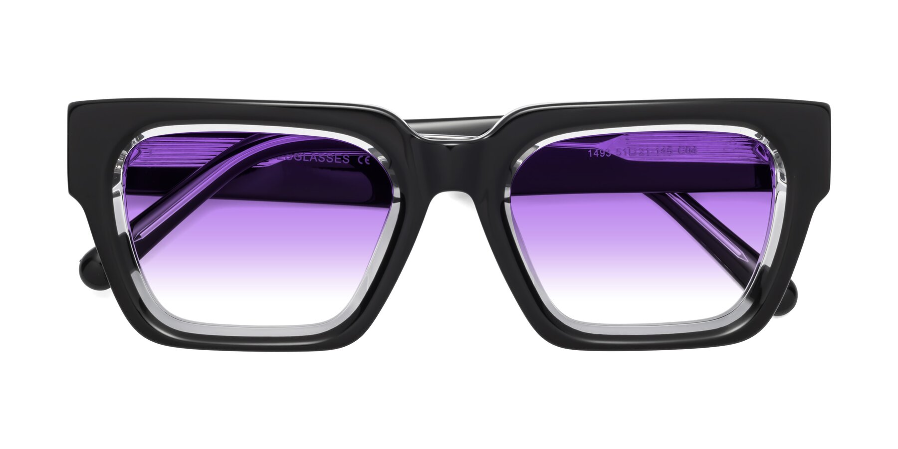 Folded Front of Hardy in Black-Clear with Purple Gradient Lenses