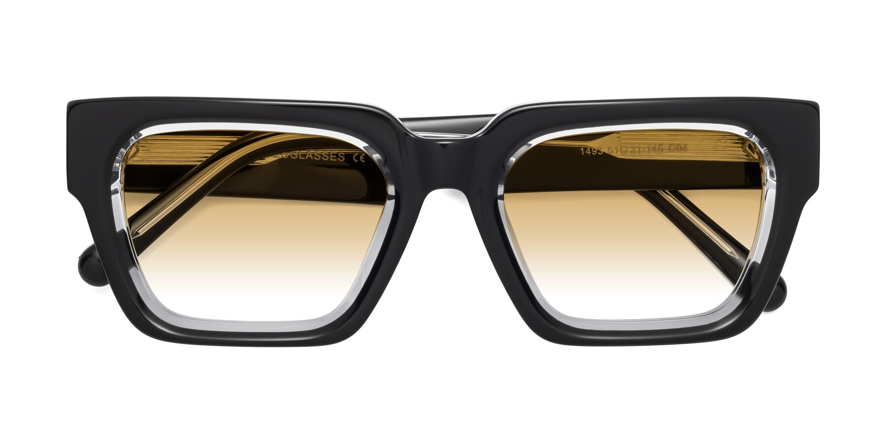 Folded Front of Hardy in Black-Clear with Champagne Gradient Lenses