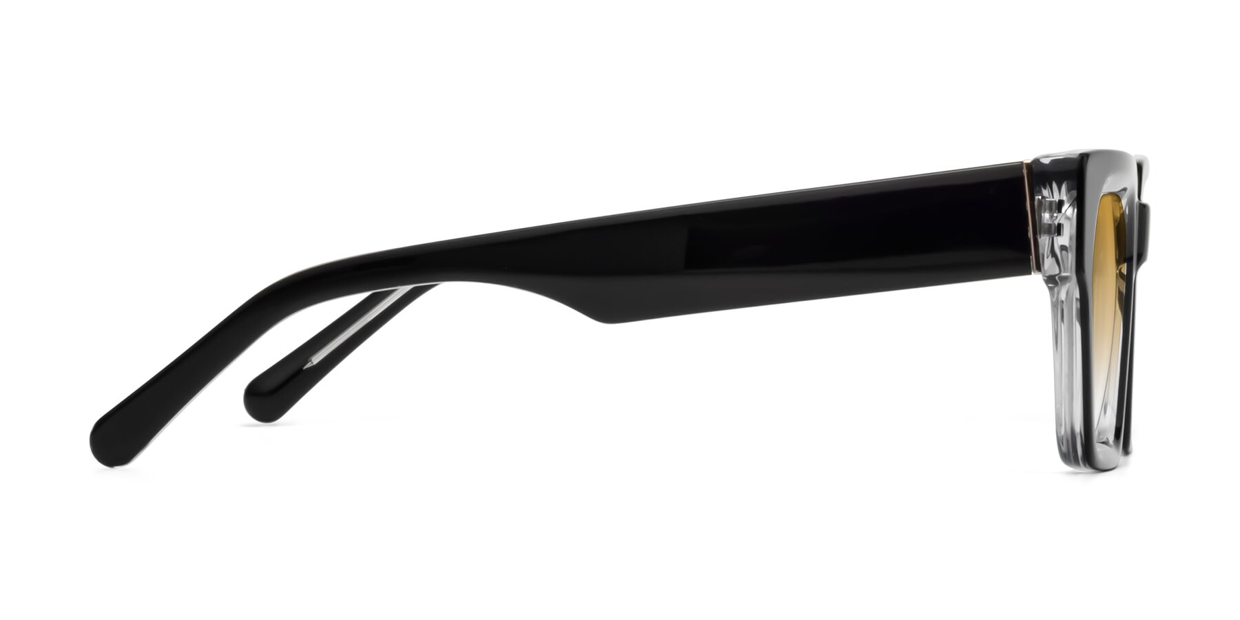 Side of Hardy in Black-Clear with Champagne Gradient Lenses