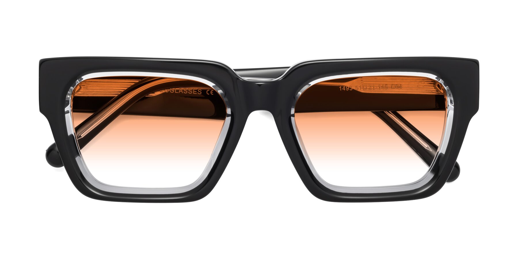 Folded Front of Hardy in Black-Clear with Orange Gradient Lenses