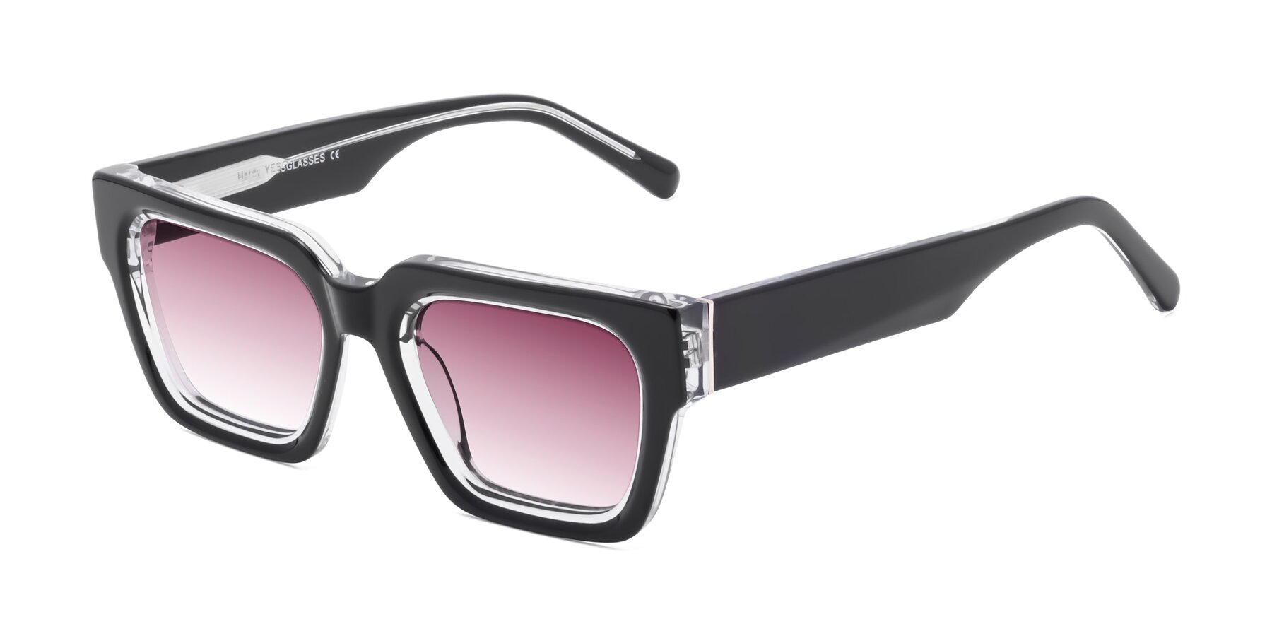 Angle of Hardy in Black-Clear with Wine Gradient Lenses