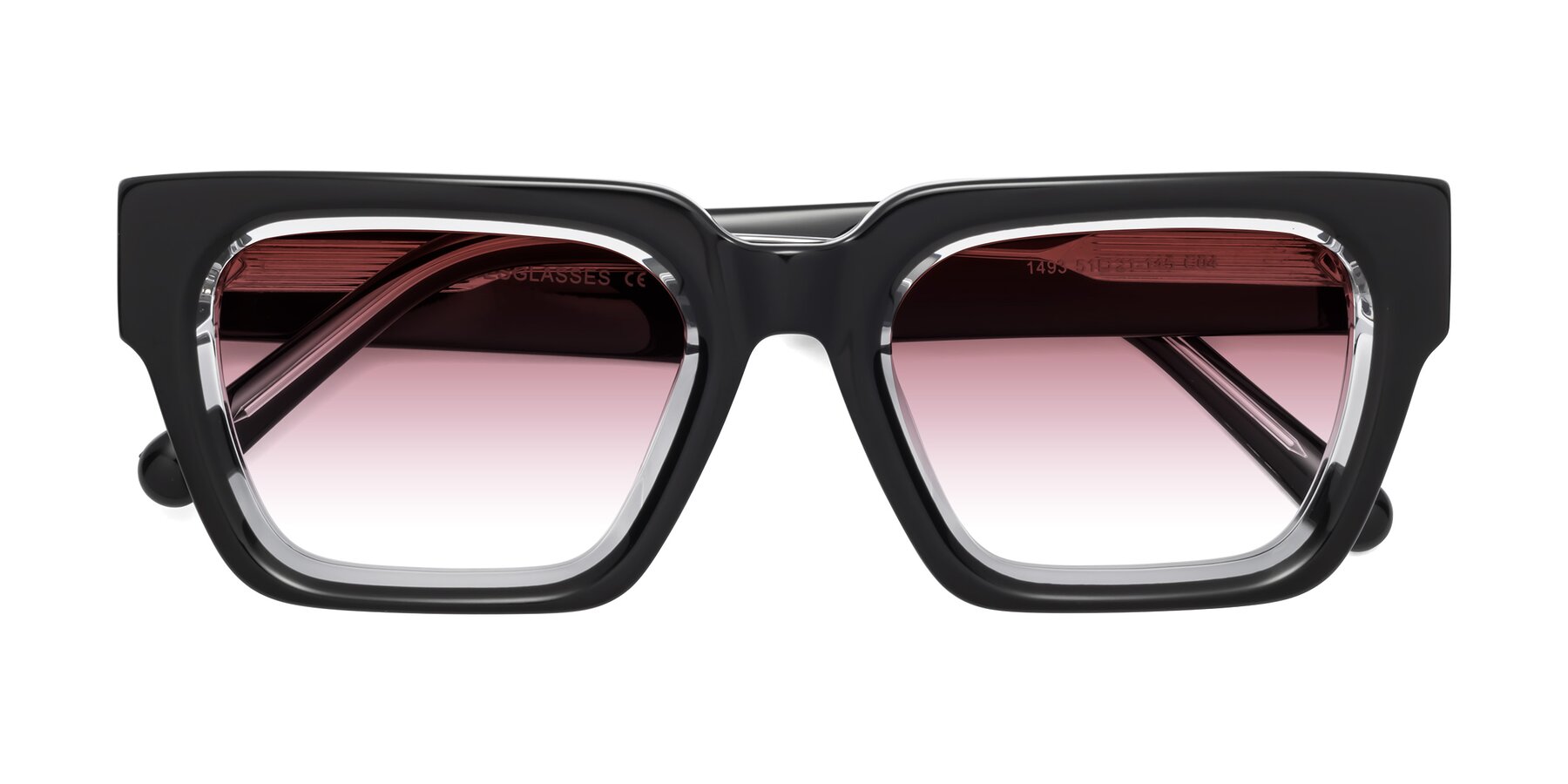 Folded Front of Hardy in Black-Clear with Garnet Gradient Lenses