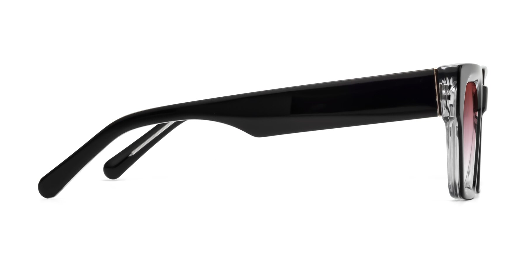 Side of Hardy in Black-Clear with Garnet Gradient Lenses