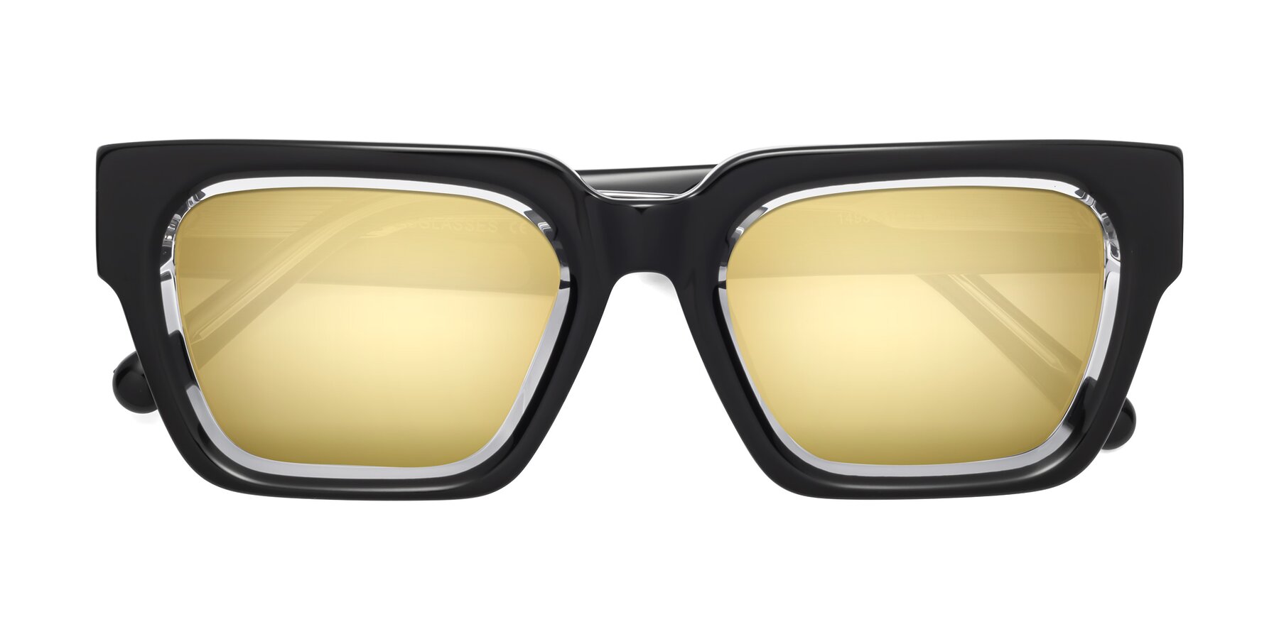 Folded Front of Hardy in Black-Clear with Gold Mirrored Lenses