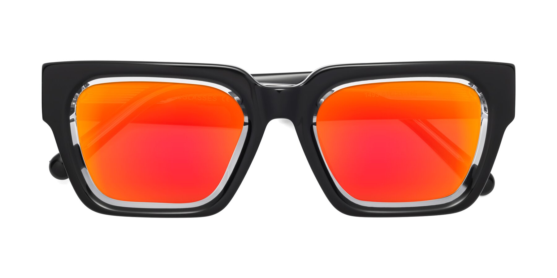 Folded Front of Hardy in Black-Clear with Red Gold Mirrored Lenses