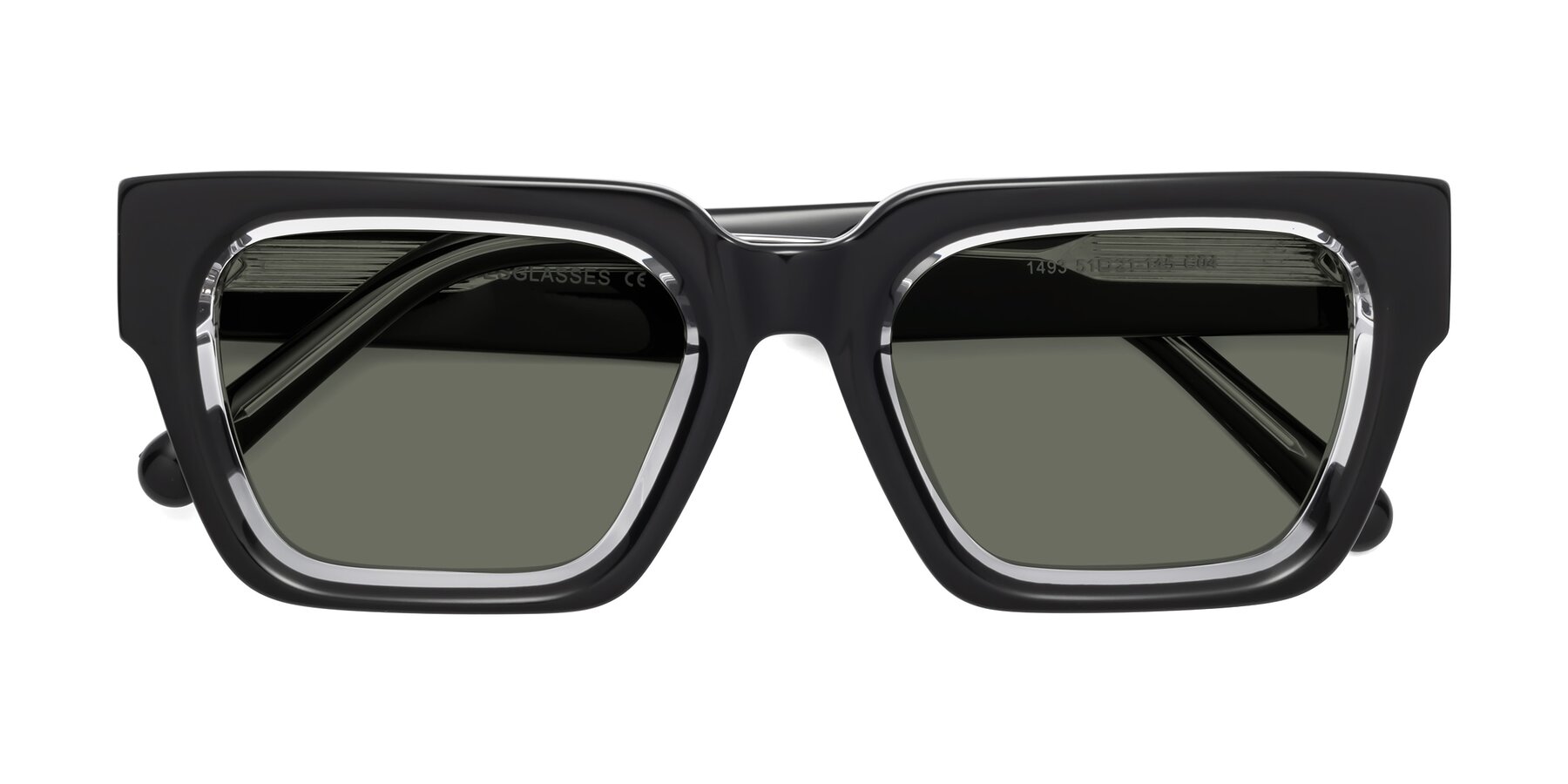 Folded Front of Hardy in Black-Clear with Gray Polarized Lenses