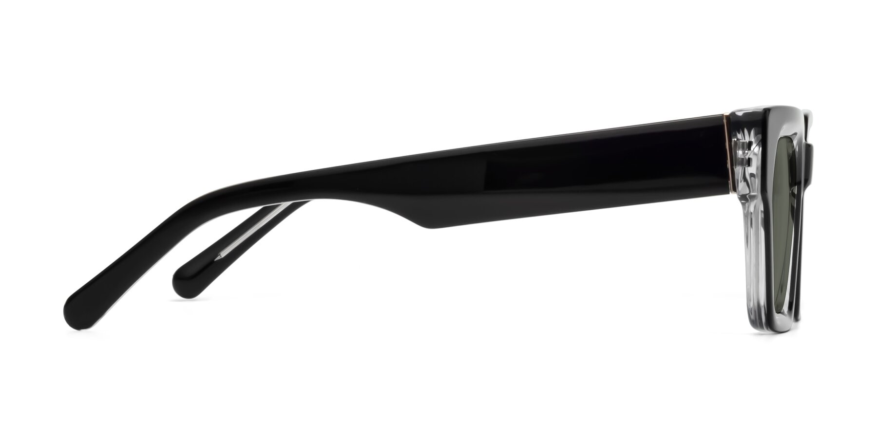 Side of Hardy in Black-Clear with Gray Polarized Lenses