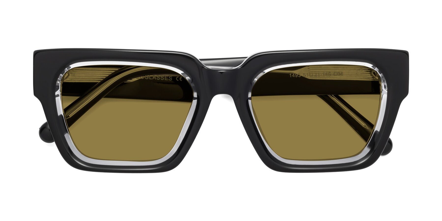 Folded Front of Hardy in Black-Clear with Brown Polarized Lenses
