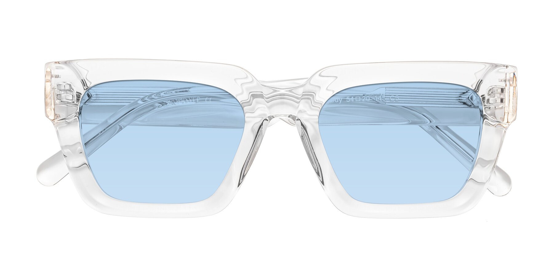 Folded Front of Hardy in Clear with Light Blue Tinted Lenses