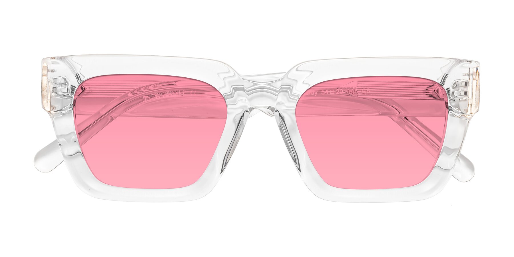 Folded Front of Hardy in Clear with Pink Tinted Lenses