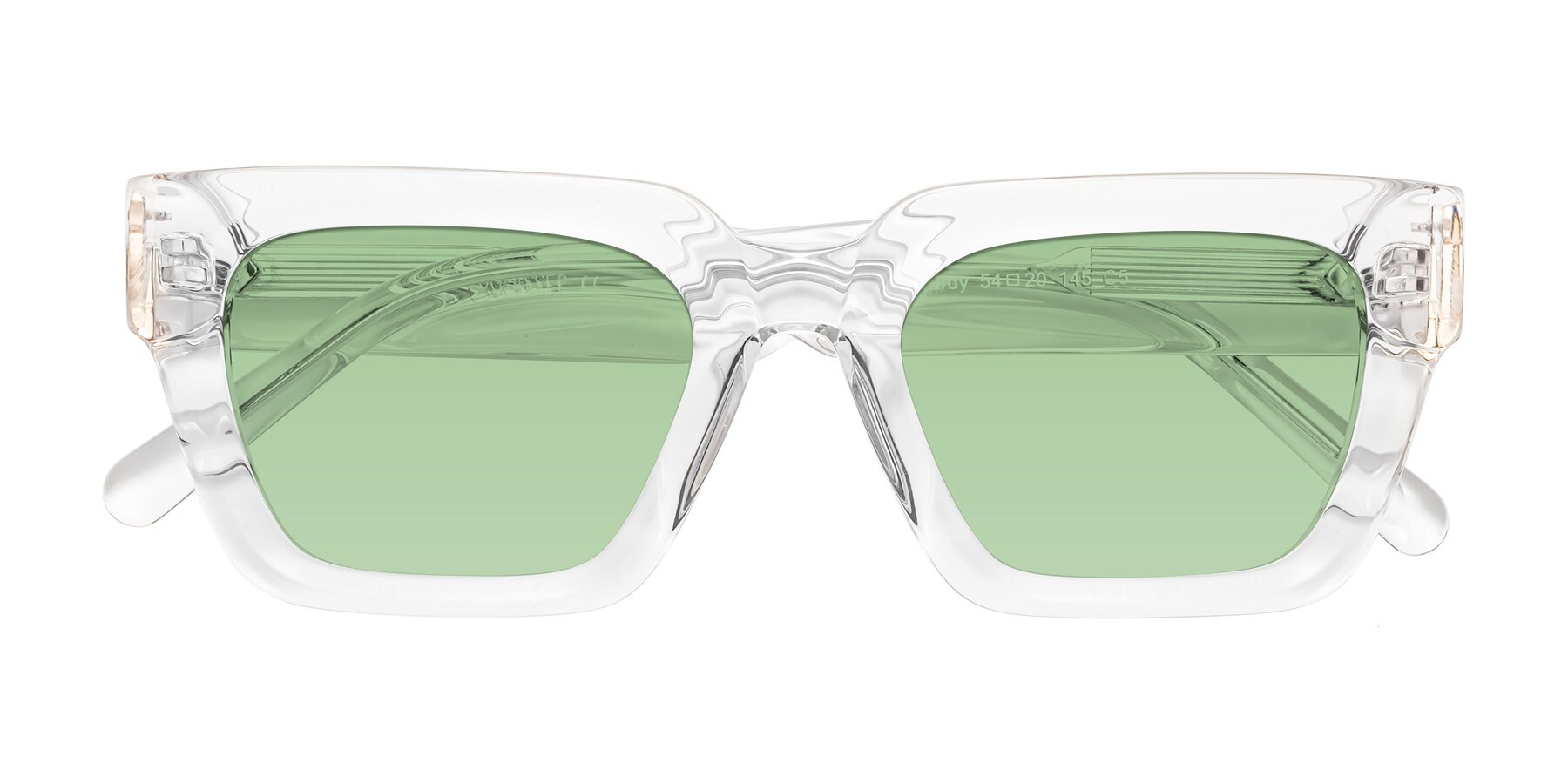 Folded Front of Hardy in Clear with Medium Green Tinted Lenses