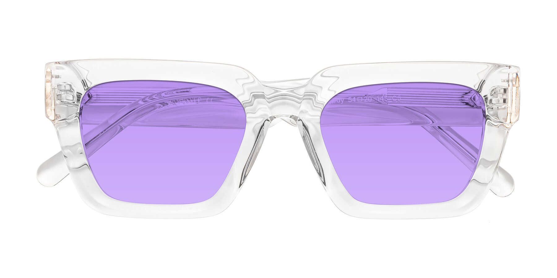 Folded Front of Hardy in Clear with Medium Purple Tinted Lenses