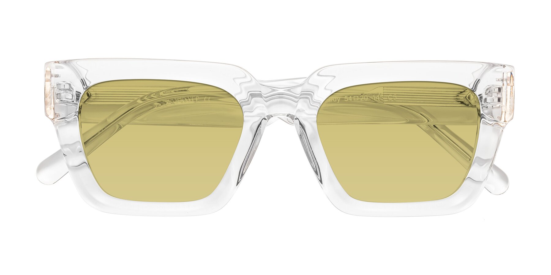 Folded Front of Hardy in Clear with Medium Champagne Tinted Lenses