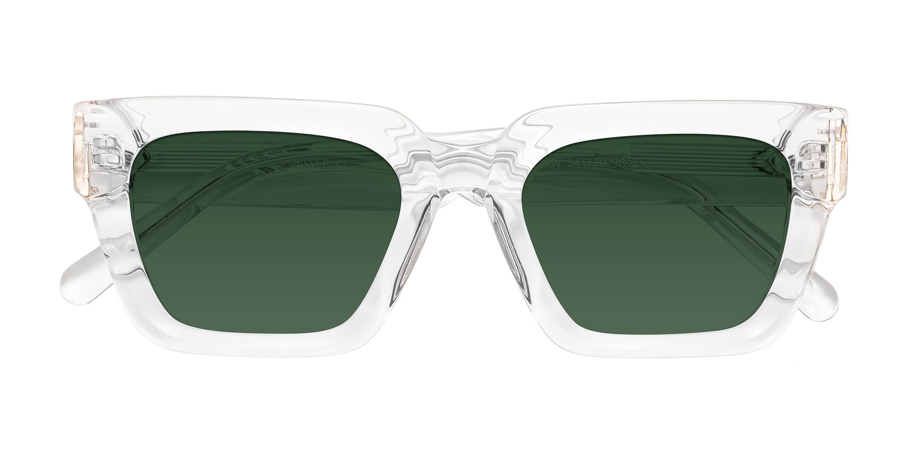 Folded Front of Hardy in Clear with Green Tinted Lenses