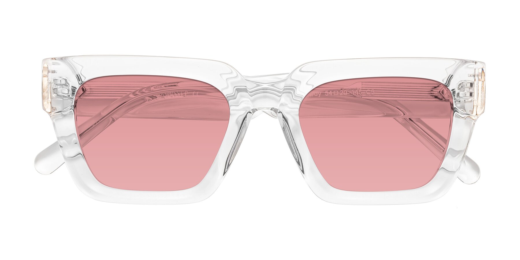 Folded Front of Hardy in Clear with Medium Garnet Tinted Lenses