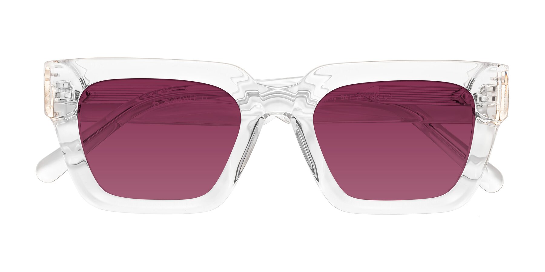 Folded Front of Hardy in Clear with Wine Tinted Lenses