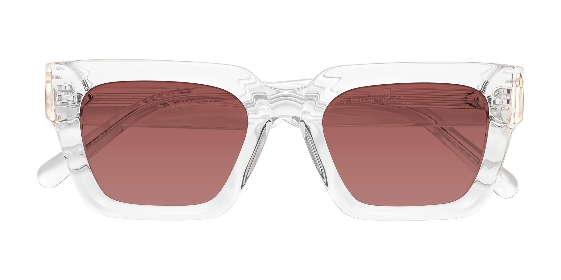 Folded Front of Hardy in Clear with Garnet Tinted Lenses