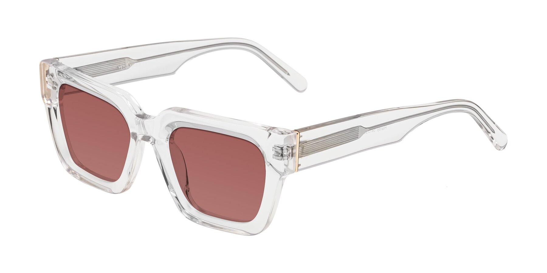 Angle of Hardy in Clear with Garnet Tinted Lenses