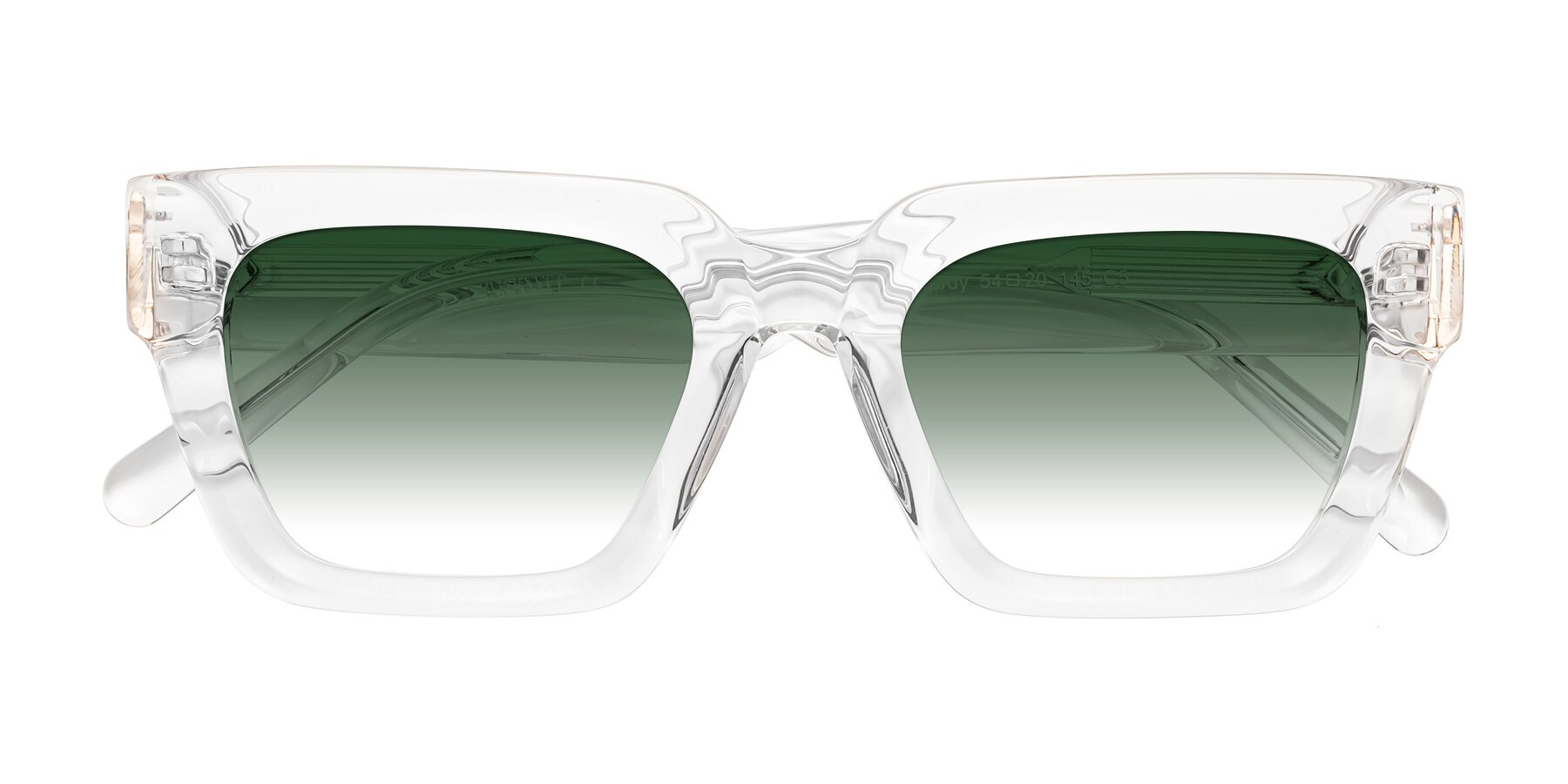 Folded Front of Hardy in Clear with Green Gradient Lenses