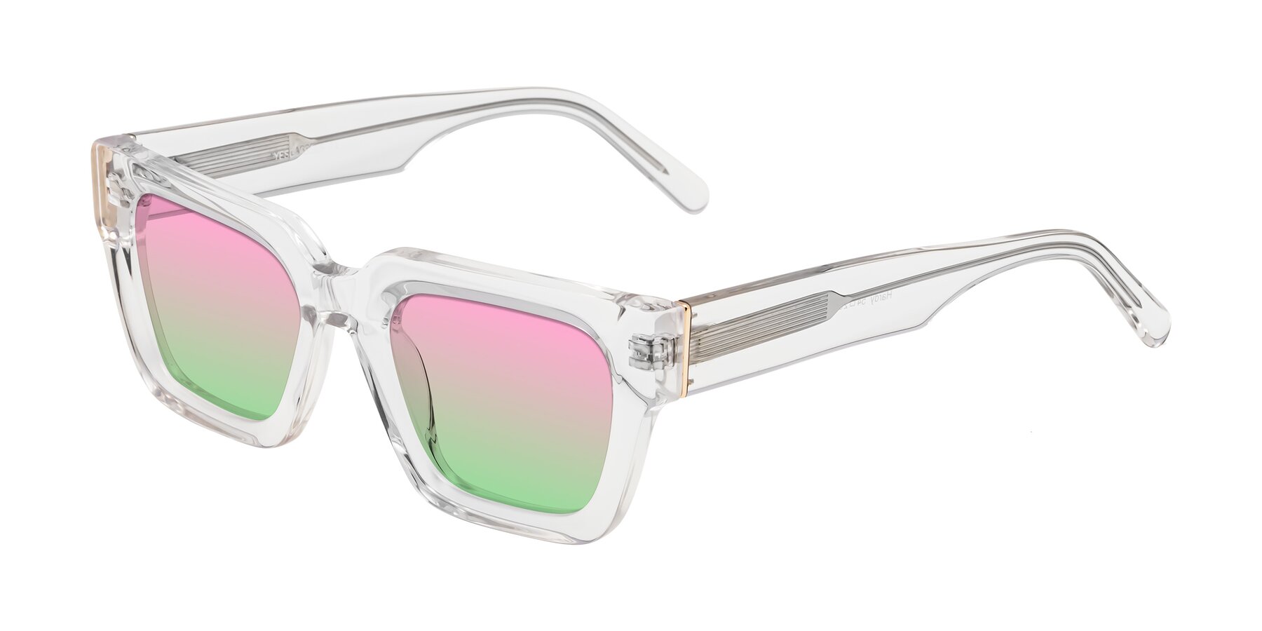 Angle of Hardy in Clear with Pink / Green Gradient Lenses