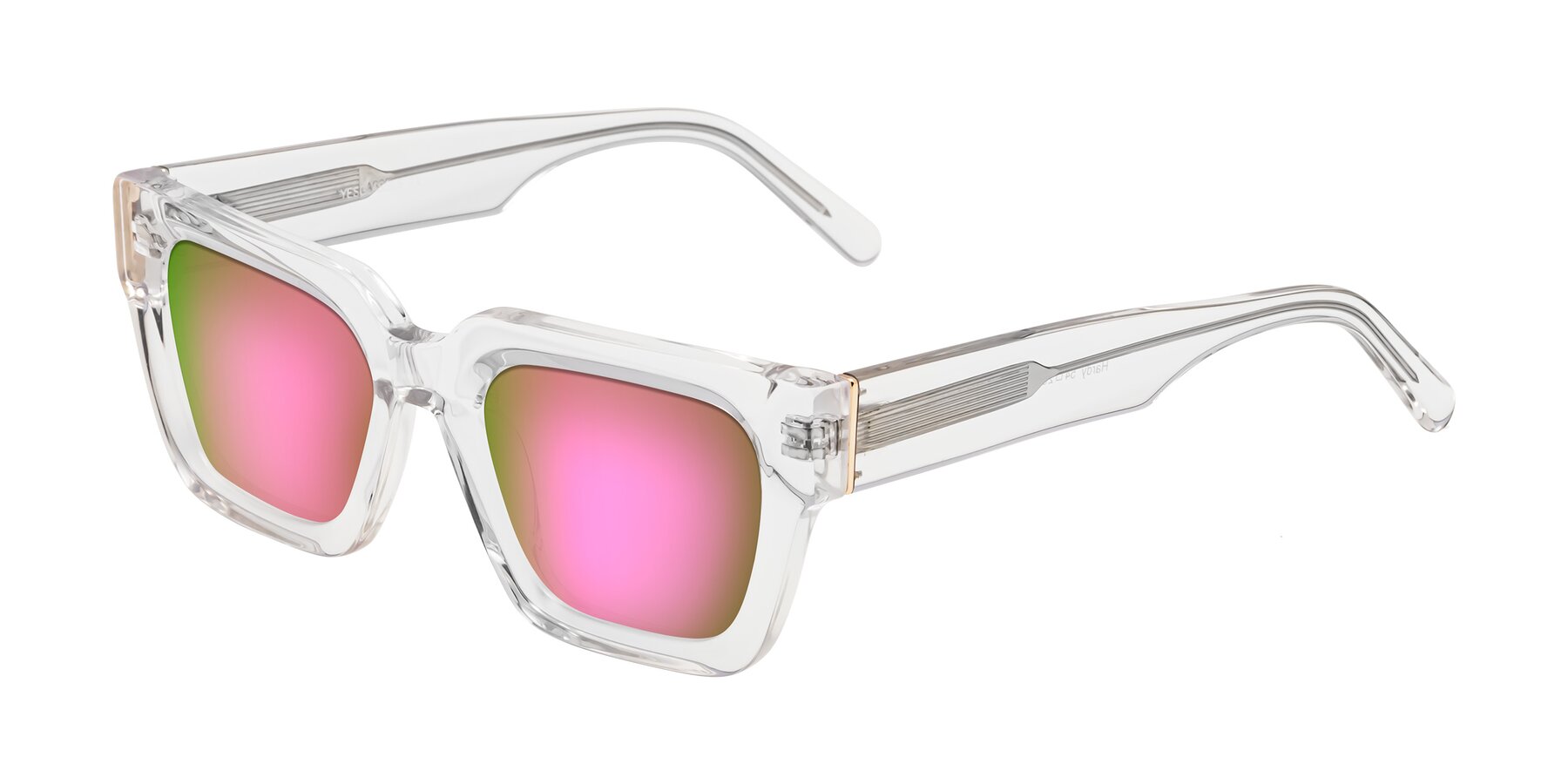 Angle of Hardy in Clear with Pink Mirrored Lenses