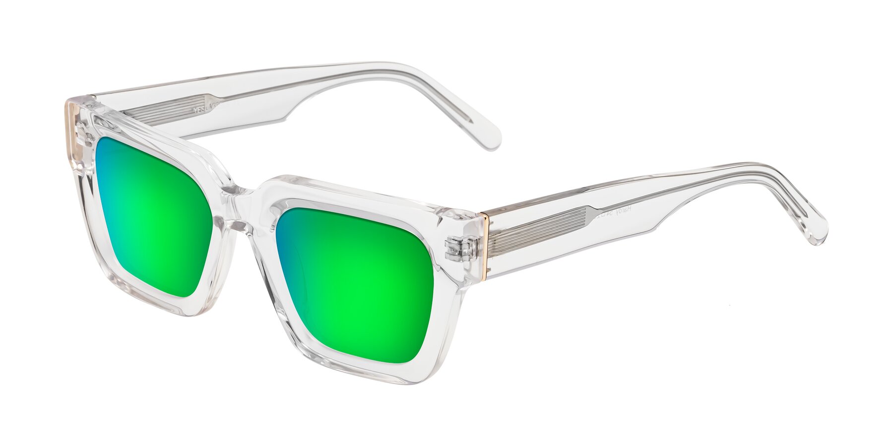 Angle of Hardy in Clear with Green Mirrored Lenses