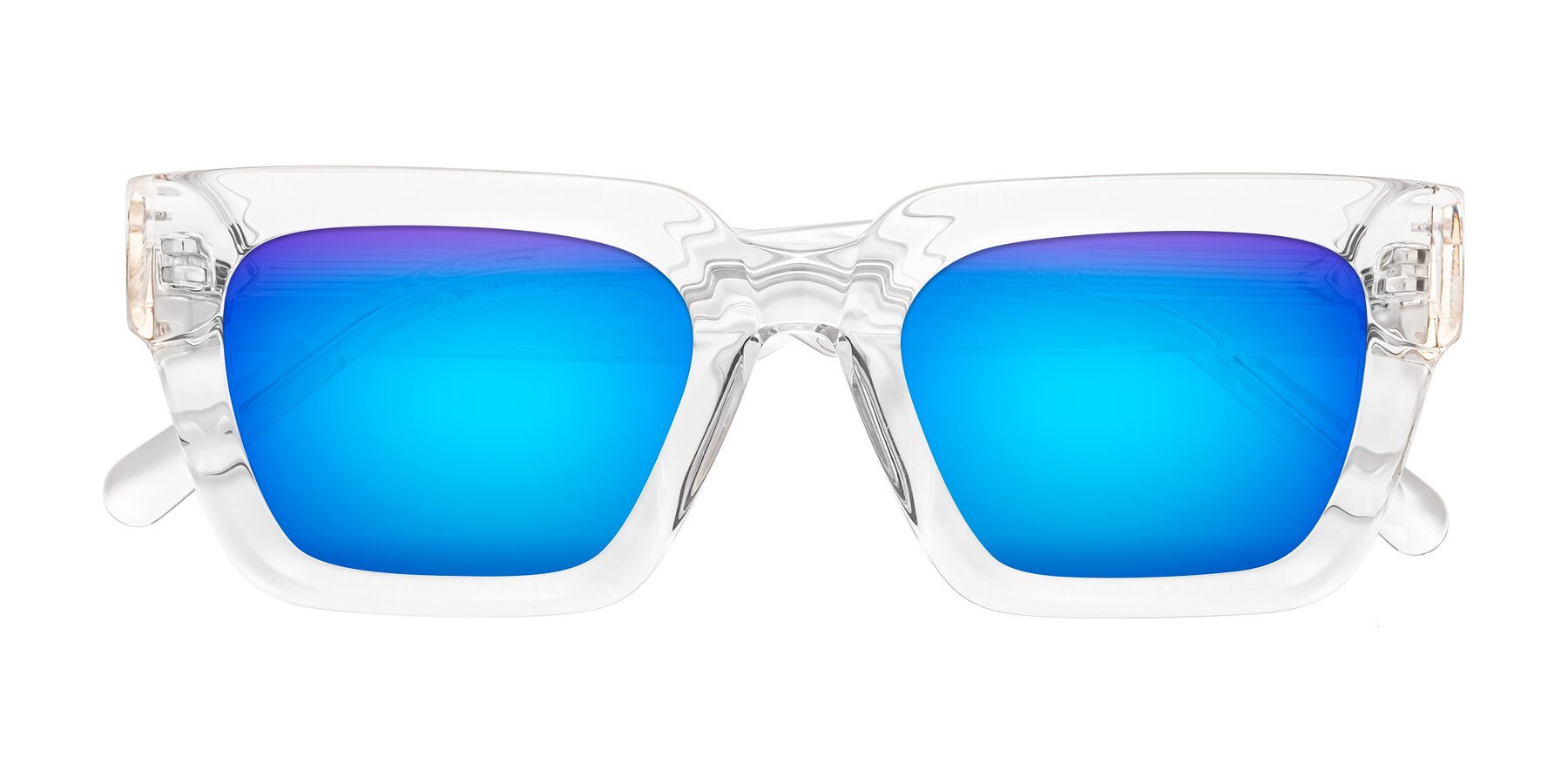 Folded Front of Hardy in Clear with Blue Mirrored Lenses