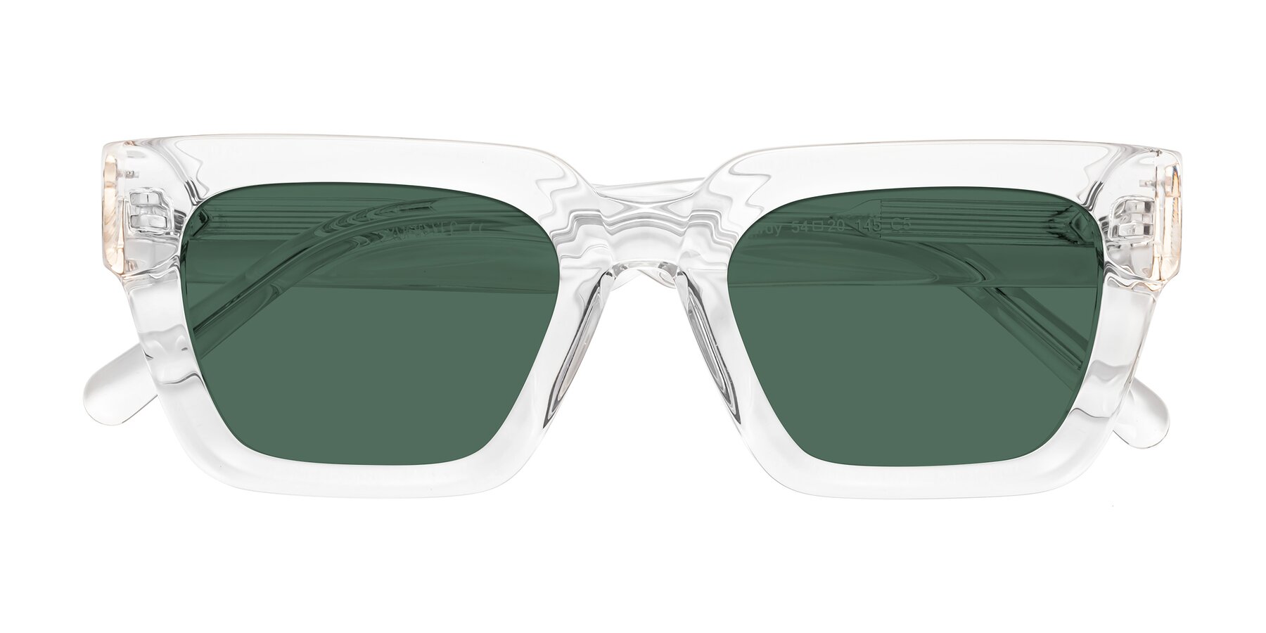 Folded Front of Hardy in Clear with Green Polarized Lenses